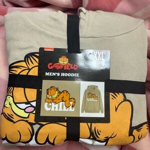 Garfield Men's Hoodie - Beige with Orange Graphic